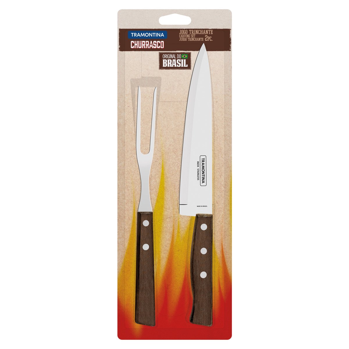 Garfo 45cm Trinchante Com Cabo Grande Para Churrasco