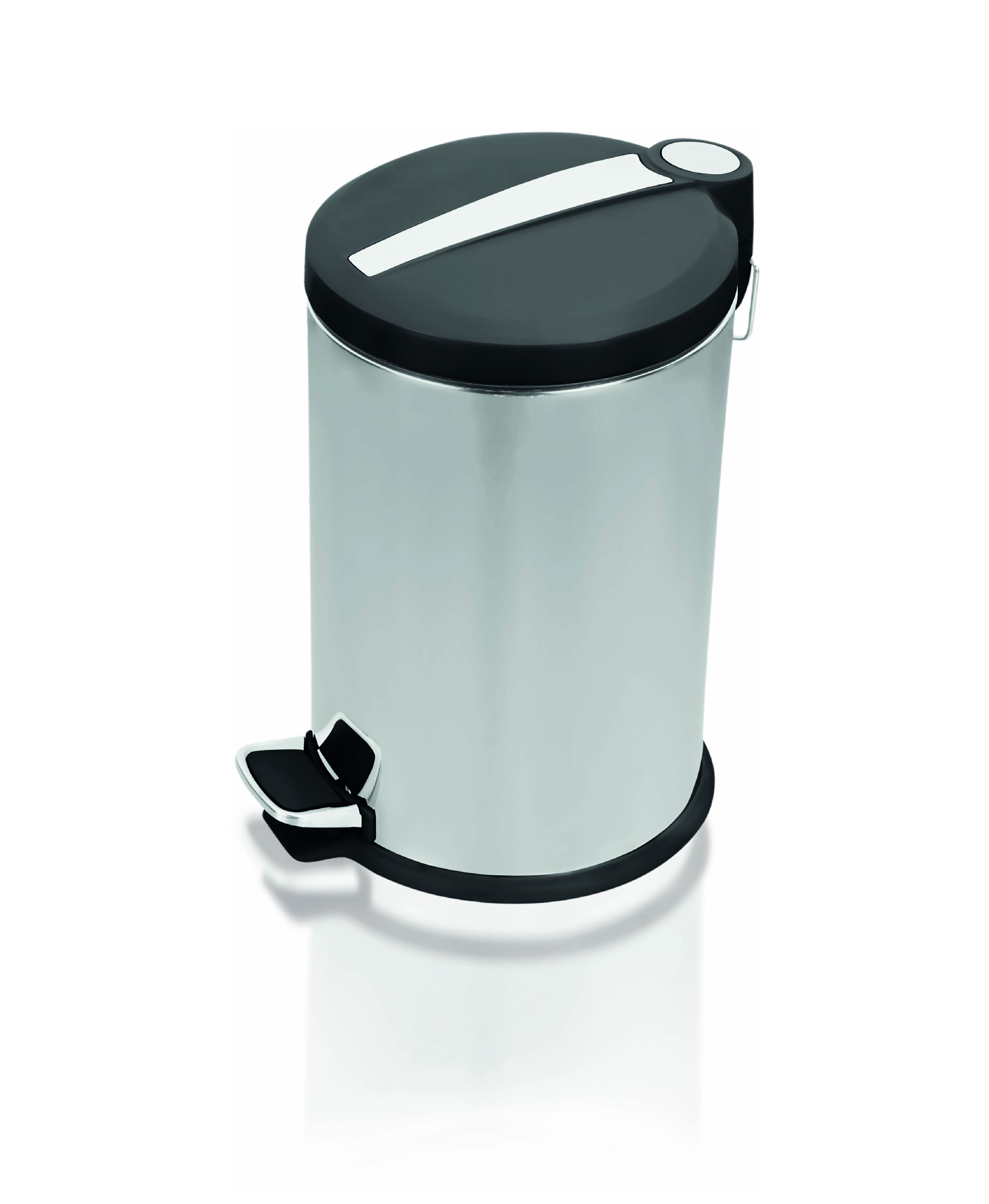 Lixeira Inox Com Pedal Tampa Preta Útil Bazar 12L LB604PB