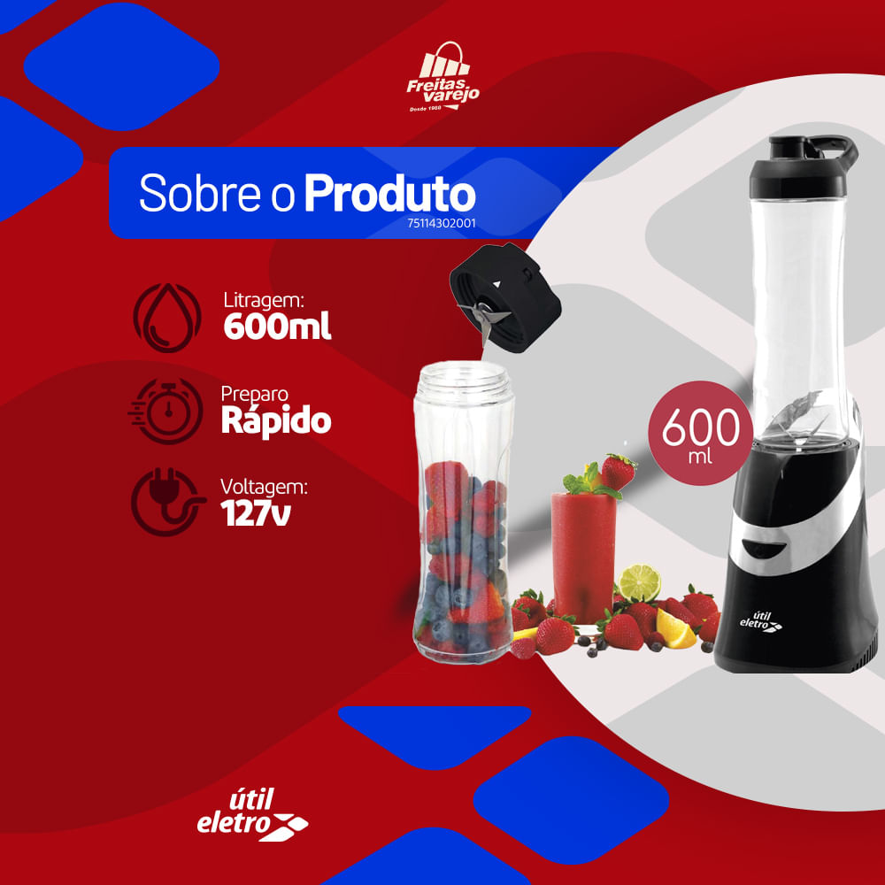 Blender Shake Preto Útil Eletro GS620 127V freitasvarejo