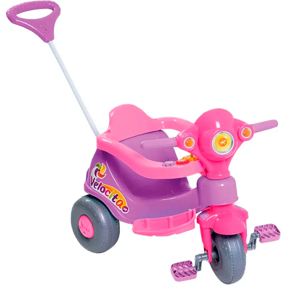 Motoca Infantil Triciclo Encantado Rosa Menina Pais e Filhos