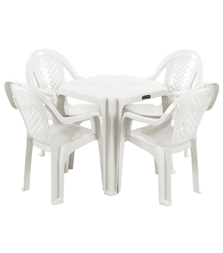 Conjunto de Mesa 4 Cadeiras Plastico Inovar Cestaplus Branca