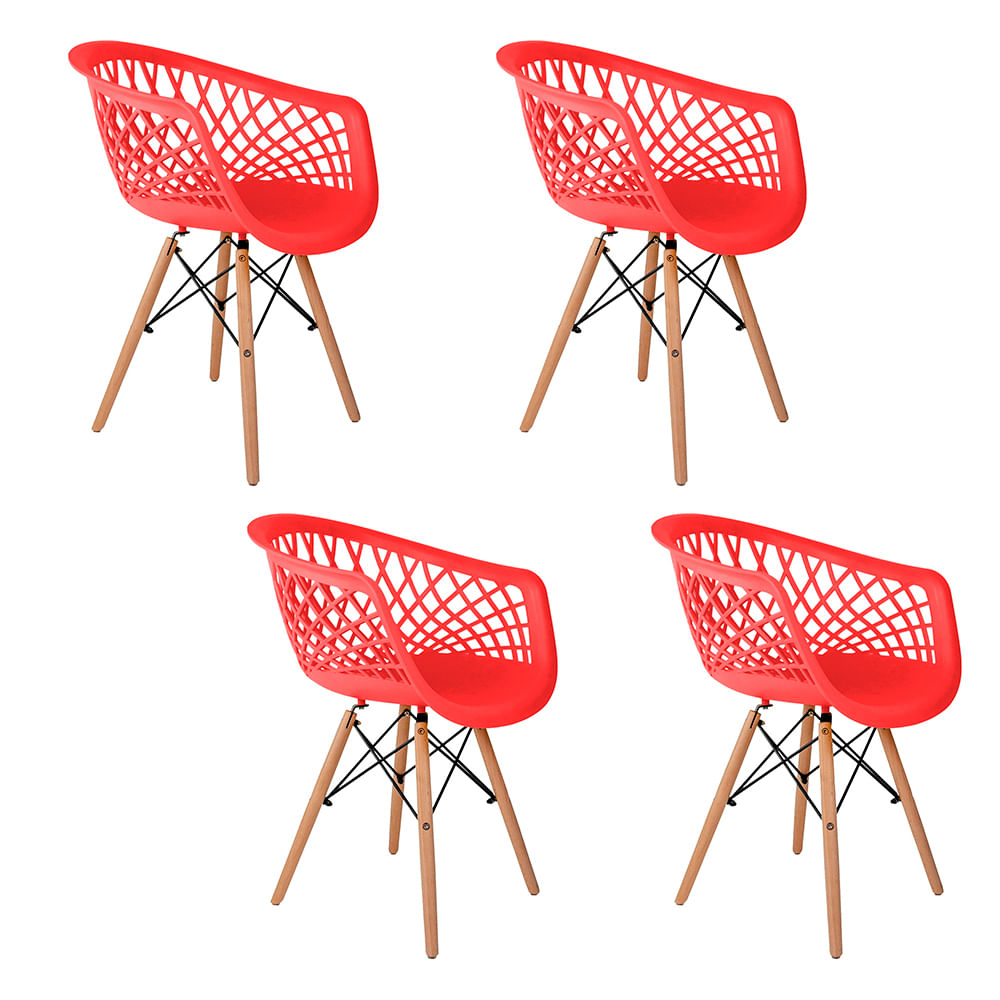 Conjunto 4 Cadeiras Eiffel Web Salmon Mozaic | FastStore PDP