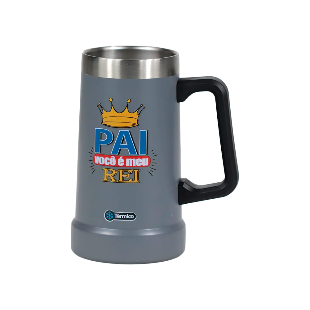 Caneca Térmica Pais Inox Cinza Útil Bazar 700ml - freitasvarejo