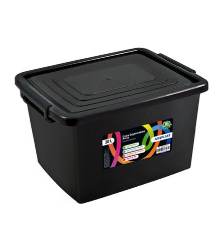 Caixa-Organizadora-Plastica-30L-com-Tampa-e-Trava-Preta-Arqplast
