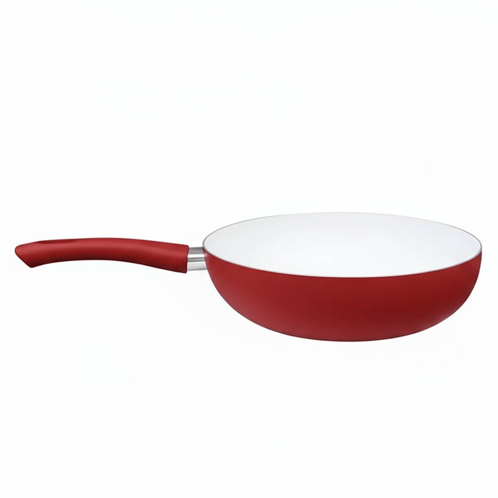 Panela Wok de Cerâmica Vermelha Útil Bazar 32cm 8453524